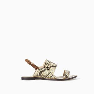 Zara | Women's Flat Snakeskin Sandal With Straps | Size 40 | NWT